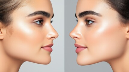 The two women in the image have different nose shapes. One has a more prominent nose, while the other has a smaller nose