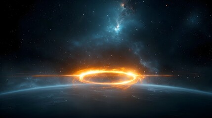Leinwandbilder - Swirling cosmic orb glows intensely its energy tendrils pulsing within a vast vibrant nebula of colors capturing the beauty and mystery of deep space  This abstract