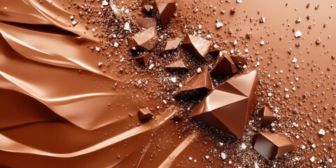 A close up of chocolate with a lot of pieces