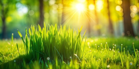 Sticker - green grass in the morning.