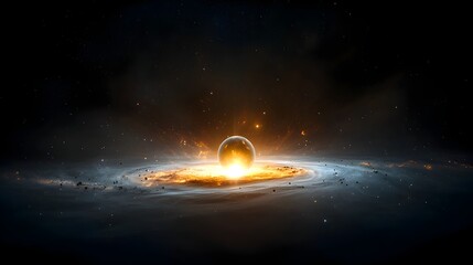 Leinwandbilder - Radiant cosmic orb glowing brightly surrounded by swirling energy and intricate mesmerizing patterns of light in a deep colorful nebula  Enchanting and surreal interstellar phenomenon