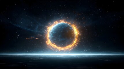 Leinwandbilder - Glowing cosmic orb with swirling energy and vibrant nebula colors wrapping around creating a radiant and mysterious deep space scene  Abstract digital art with a captivating otherworldly atmosphere