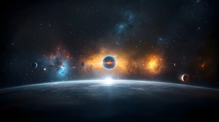 Leinwandbilder - Stunning close up of a luminous cosmic orb with intense swirling energy patterns surrounding it glowing vibrantly within a colorful nebula creating a striking and mesmerizing space scene