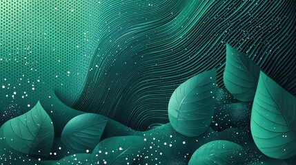 Poster - A green abstract leaf-inspired background with dynamic textures and smooth blending, providing a fresh, modern look perfect for professional design use.