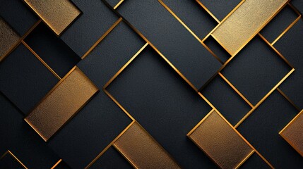 Poster - A minimalist black background with a striking gold geometric design, combining modern aesthetics with luxury elements.