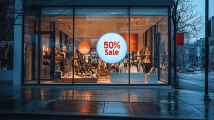 Poster - A minimalist boutique window display showcasing a large 
