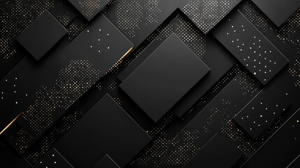 Poster - A modern black background adorned with simple design elements, such as dots and lines, creating a minimalist and sophisticated visual appeal.
