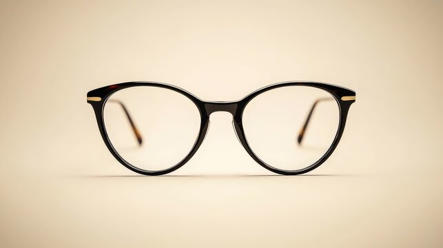 A simple white background featuring a pair of stylish eyeglasses, emphasizing their design and details without any distractions.