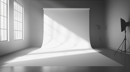 Poster - A soft-lit blank white backdrop, providing a versatile and neutral space for branding, product displays, or artistic compositions.
