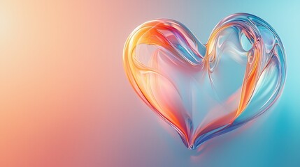 Poster - A striking abstract heart shape, designed with smooth curves and delicate shadows, displayed on a gradient background that transitions from warm to cool tones.