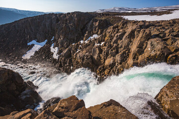 Wall Mural - Waterfall on the Putorana Plateau. Taimyr. Russia, Siberia