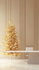 Gold tree sculpture, perfect for decorating contemporary spaces with seasonal decor or artistic displays.