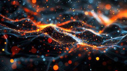 Poster - Digital background featuring an abstract, digital space with glowing lights and futuristic elements