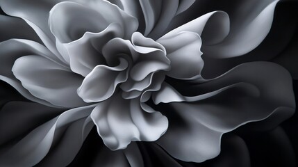 Poster - Abstract floral pattern with soft, flowing lines in a grayscale color palette.