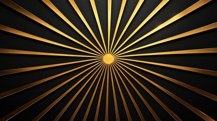 Poster - Bold gold lines radiating from the center on a solid black background, creating a dynamic and modern visual suitable for luxury branding and promotional materials.