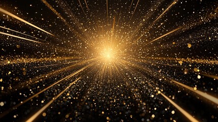 Poster - Bold gold lines radiating from the center on a solid black background, creating a dynamic and modern visual suitable for luxury branding and promotional materials.