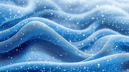 Poster - Flowing blue and white winter background, enhanced by subtle snowflakes for a frosty, abstract feel.