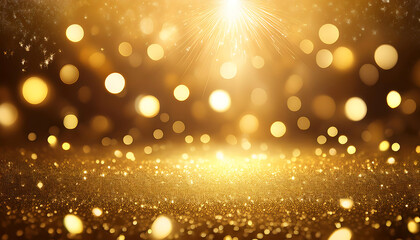 Poster - Golden light sparkles on a gold background with subtle sparkle effect. _1(498)