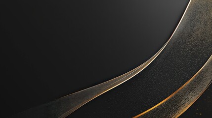 Poster - Minimalist black background showcasing delicate gold line art, creating an elegant and high-end aesthetic suitable for upscale branding.