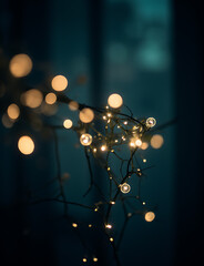 Poster - Glittering vintage lights with a soft focus on muted colors of black and blue in the background.