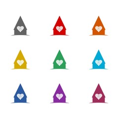 Aufkleber - House with heart inside icon isolated on white background. Set icons colorful
