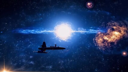 Wall Mural - thrill space exploration fly bright blue stars journeying galaxy luminous star wonders outer backgro