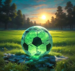 Wall Mural - Illustration of glowing soccer ball.