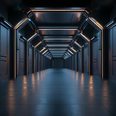 
Empty dark room, Modern Futuristic Sci Fi Background. 3D illustration