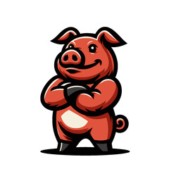 Angry agressive hog mascot. Modern vector isolated illustration