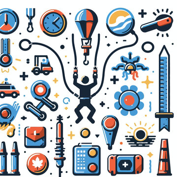 Bungee Jumping element set vector illustration