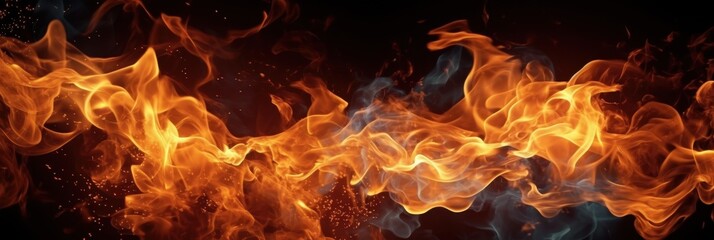 Poster - dynamic flames with bright orange and blue colors