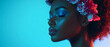 © Fernando - Beautiful Woman with Flowers in Her Hair and Neon Lights