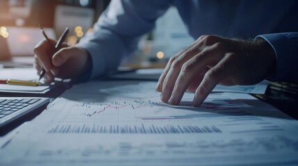 Aufkleber - Business Professional Analyzing Financial Data at Desk