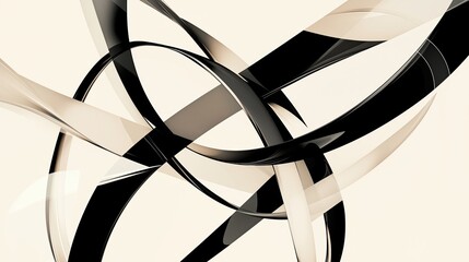 Poster - A modern, minimalist design with clean, thin lines intersecting and overlapping on a neutral-colored background