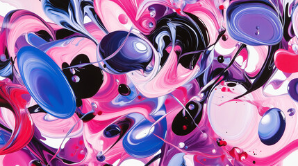 Poster - Vibrant, swirling marble patterns in deep blues, purples, and pinks, resembling a cosmic galaxy 