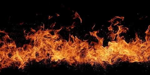 Poster - vibrant flames on black background