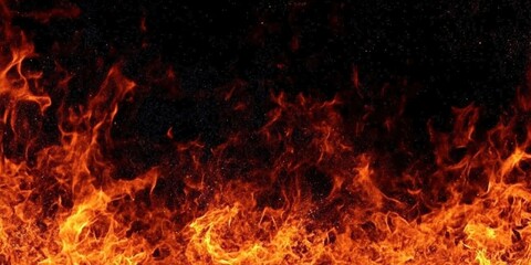 Poster - intense flames on black background