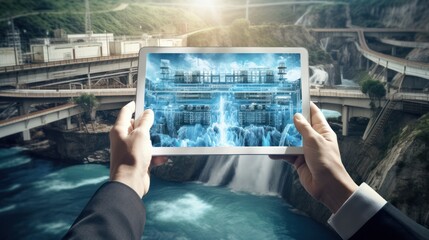 Poster - A close-up of a female engineer's hands as she carefully adjusts a 3D model on her computer screen