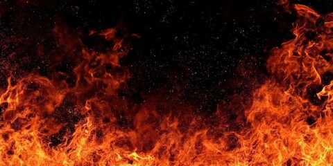 Poster - dynamic flames with black background for creative projects