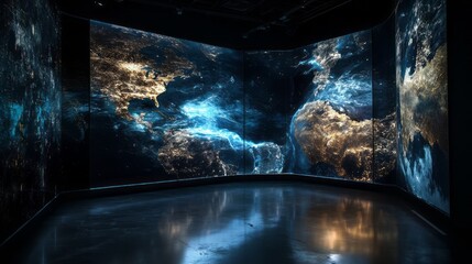 Wall Mural - planet earth in a virtual room 4