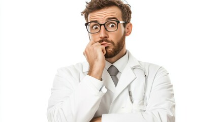 Aufkleber - A data scientist analyzing big data on a computer screen, looking intrigued, isolated on white.