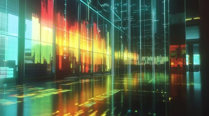 Poster - Futuristic Data Visualization in Modern Office Space