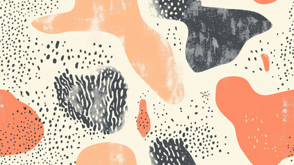 Abstract seamless pattern with peach, black, and white colors, perfect for wallpaper, textile, and graphic design