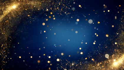 Aufkleber - Dark blue abstract background with gold particles, perfect for Christmas or New Year banner_1(275)