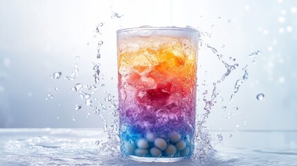 Aufkleber - Colorful Ice Drink with Splashing Water Effect