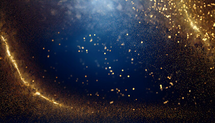 Aufkleber - Dark blue abstract background with gold particles, perfect for Christmas or New Year banner_1(273)