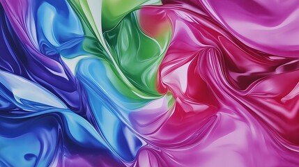 Poster - Swirling, iridescent colors reminiscent of an oil slick, with shifting shades of purple, blue, green, and pink 