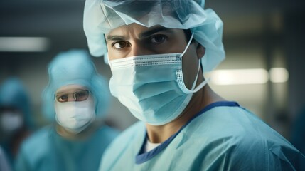 Wall Mural - close-up of a doctor's face as they work