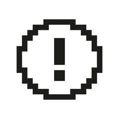 Fototapete - Pixel Art Exclamation Mark In Circle Icon. Pixelated Exclamation Mark Inside Circle, Symbol Of Warning Or Attention. Isolated Vector Illustration