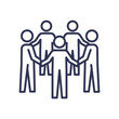 © VectorMine - Five figures in a circle symbolize unity and teamwork, highlighting sociability and enthusiasm.